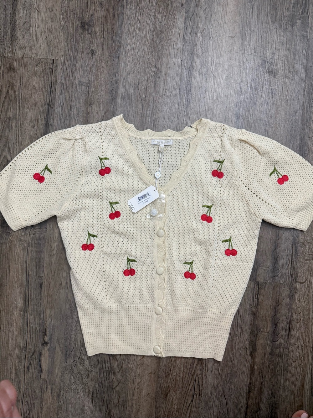 Simply Southern • Short Sleeve Crochet Cherry Cardigan - Picture 3 of 12